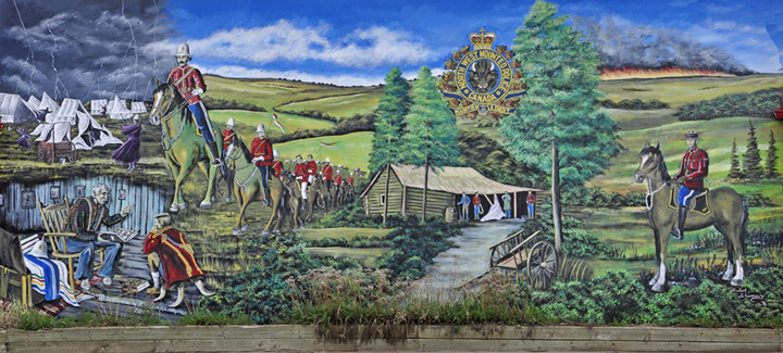 The Red Coats mural in Boissevain